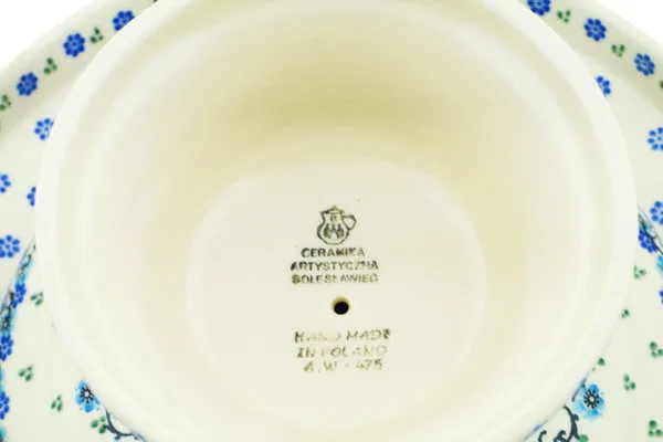 12" Cake Stand - Blue Delicate Flower