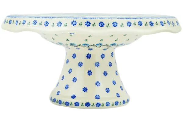 12" Cake Stand - Blue Delicate Flower