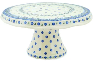 12" Cake Stand - Blue Delicate Flower