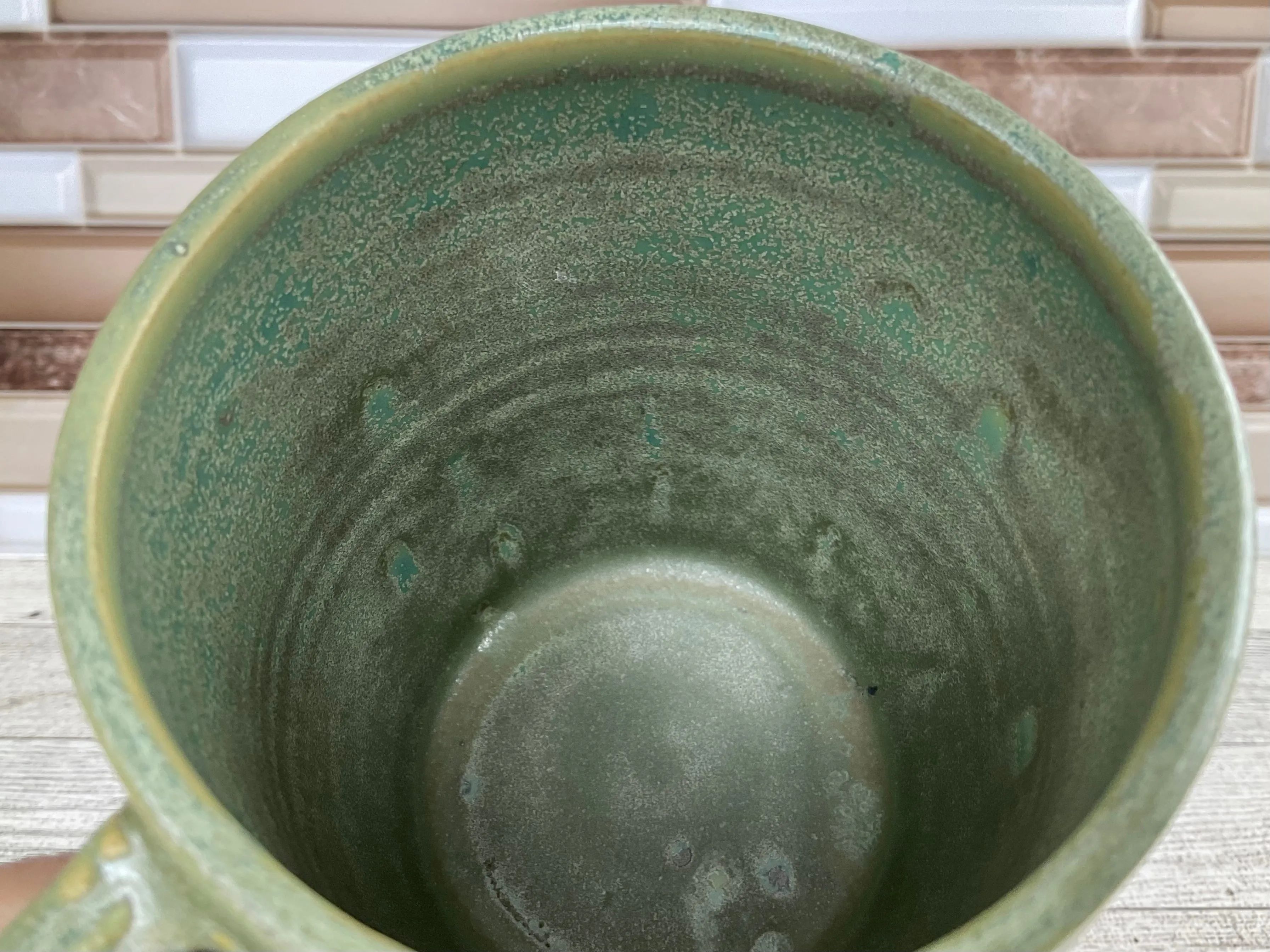 14 oz Aurora Green Drippy Ceramic Mug