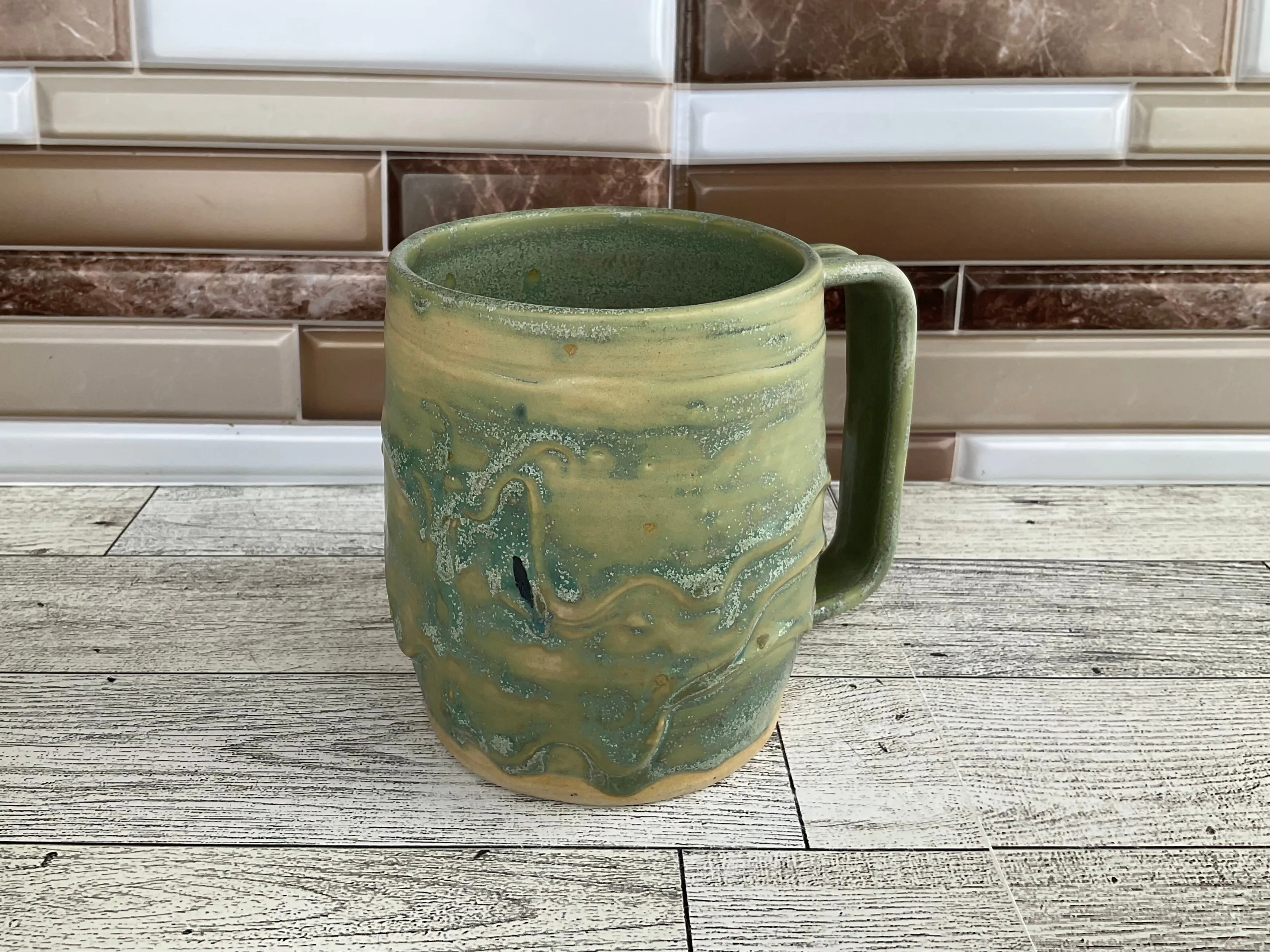 14 oz Aurora Green Drippy Ceramic Mug