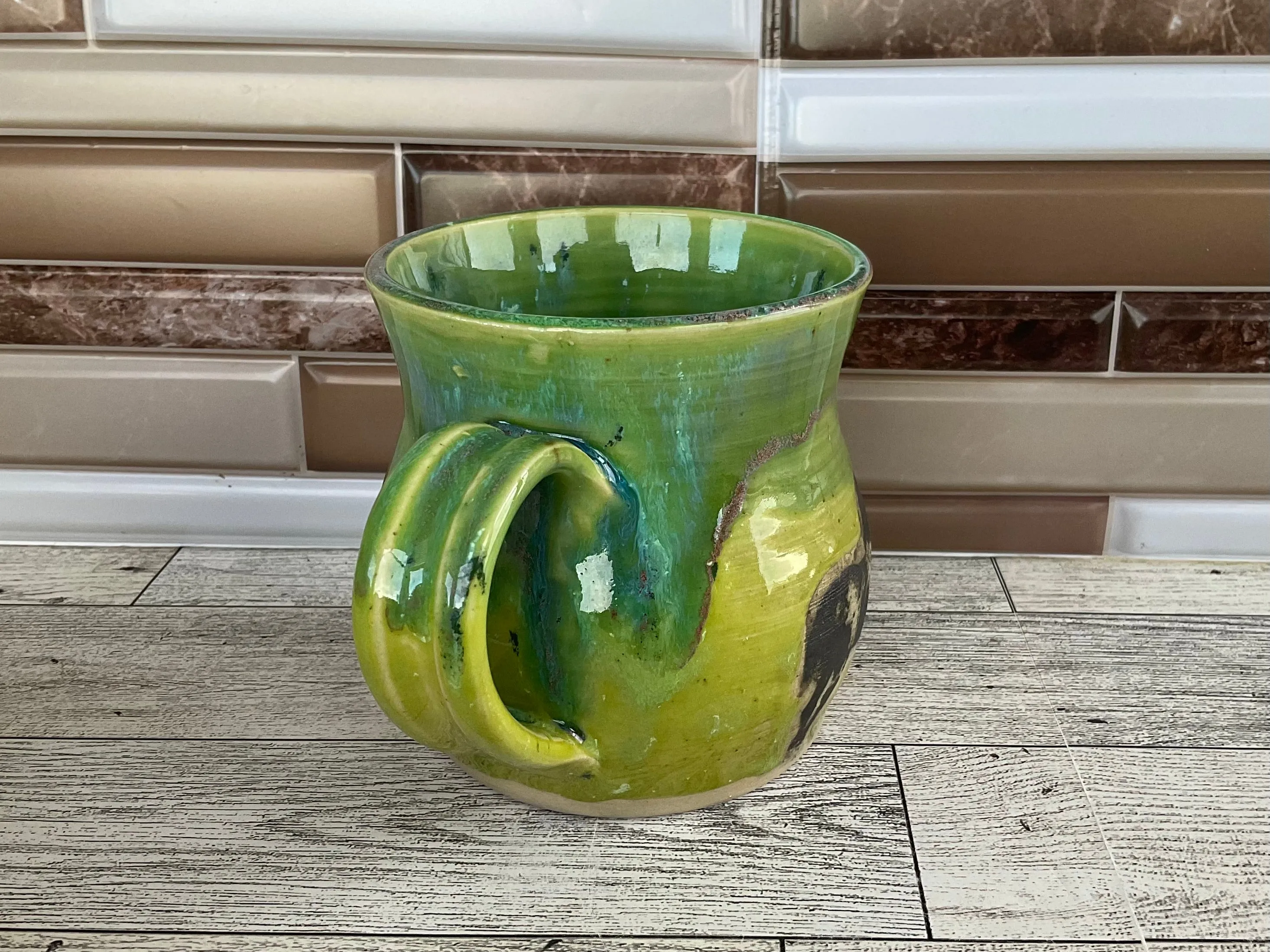 14 oz Aurora Green over Green Opal Horse Ceramic Mug