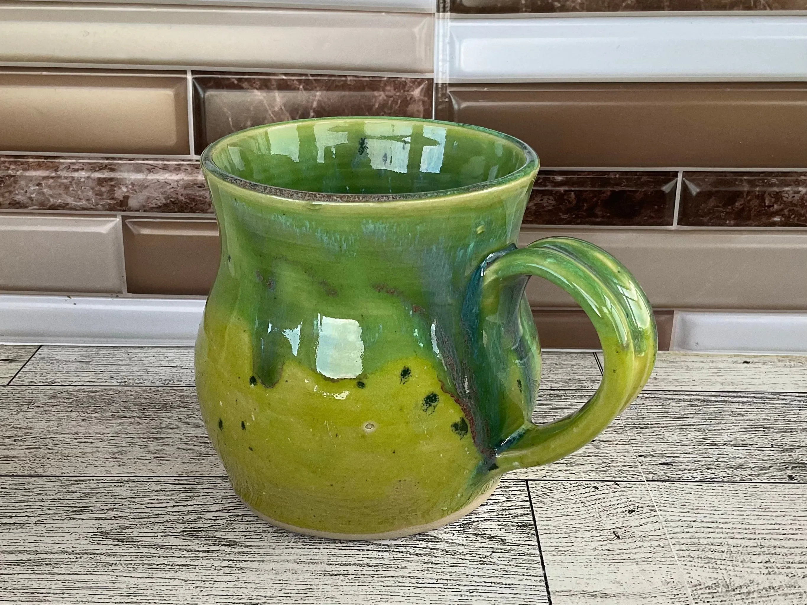 14 oz Aurora Green over Green Opal Horse Ceramic Mug