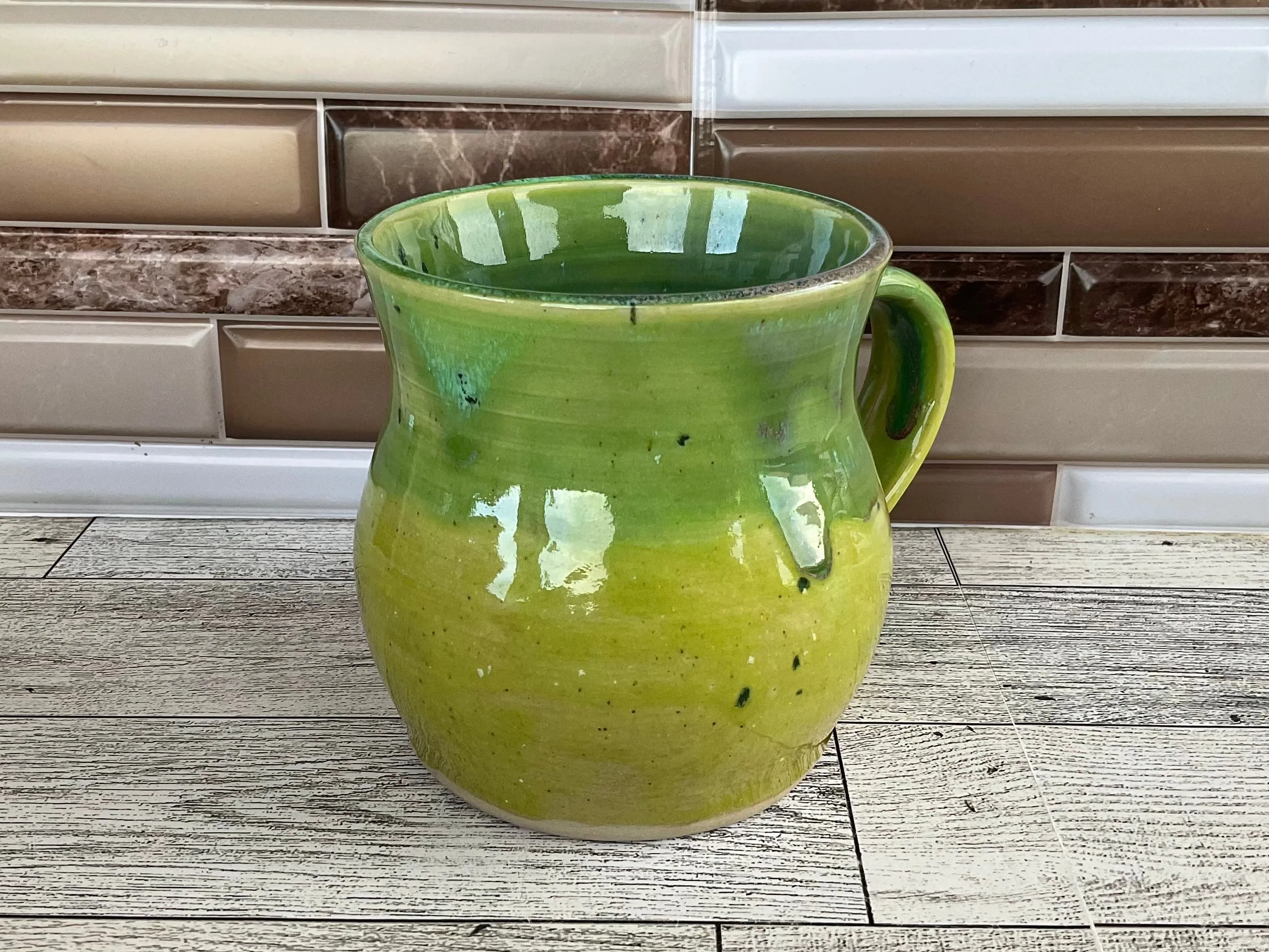 14 oz Aurora Green over Green Opal Horse Ceramic Mug