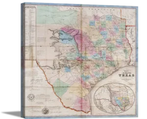 1849 Historic Map of Texas Canvas Print