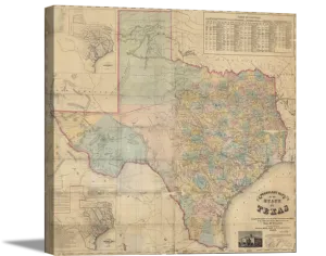1858 Map of Texas Canvas Print