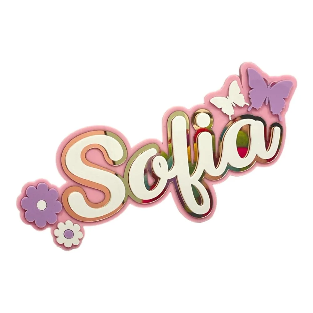 3 Layer  Name Plaque- Winged Petals