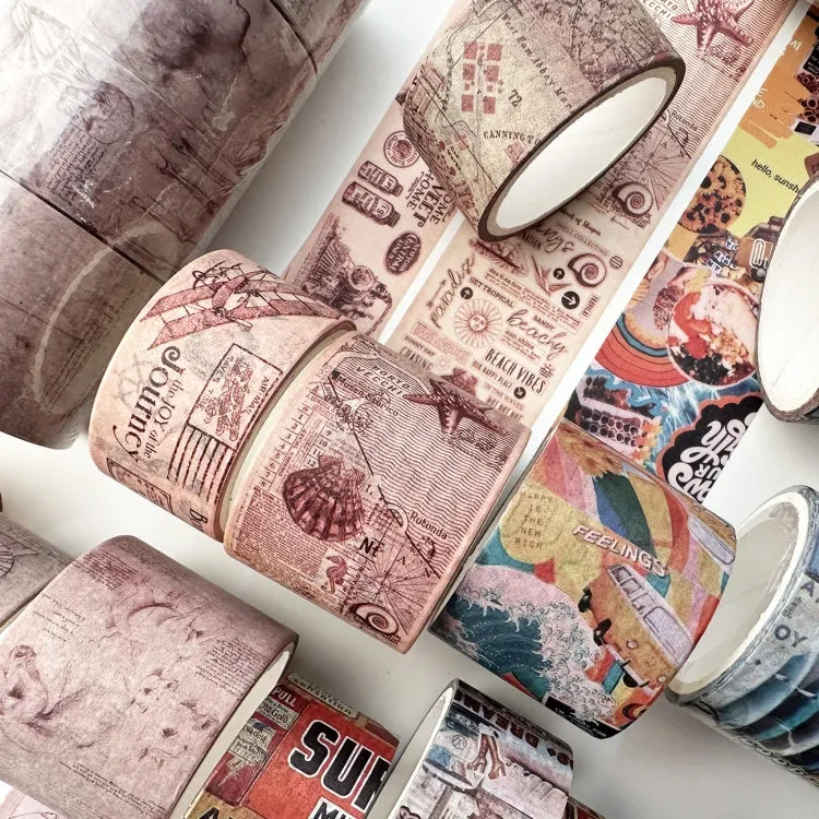 4rolls /Set Retro Combination Washi Tape for Journals and Crafts, 3cm x 1   2cm x 3, Vintage Maps, Da Vinci Manuscript