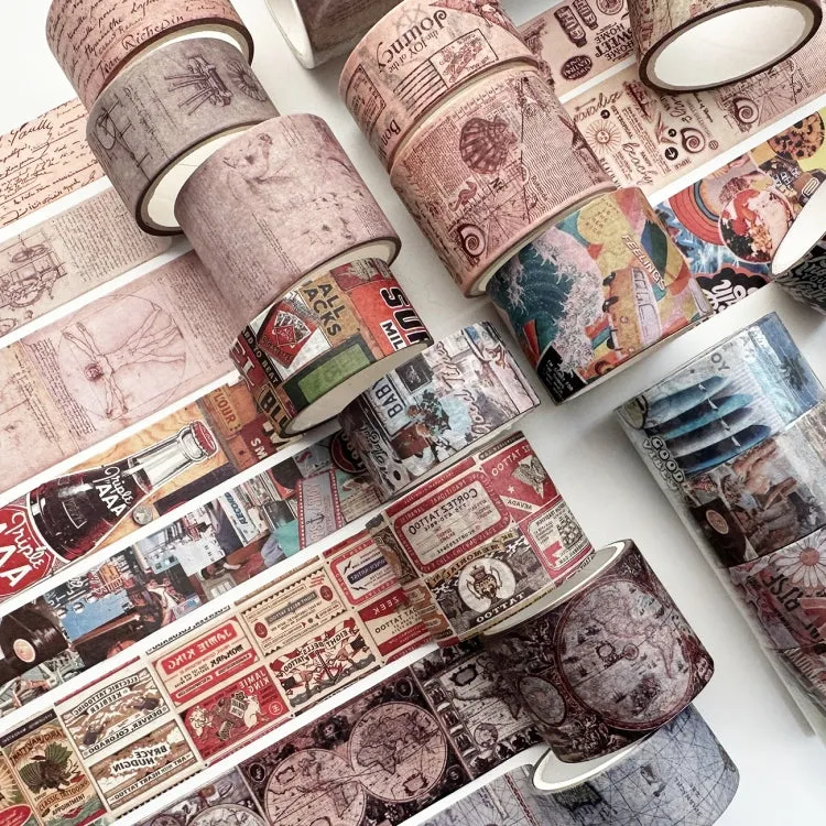 4rolls /Set Retro Combination Washi Tape for Journals and Crafts, 3cm x 1   2cm x 3, Vintage Maps, Da Vinci Manuscript