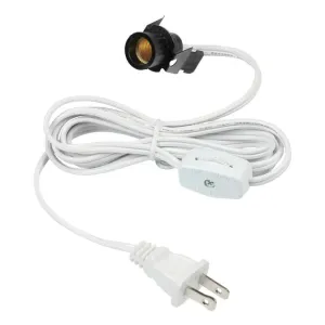 6-Foot Cord Set with Snap-In Pigtail Candelabra Base Socket and Cord Switch, White