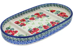8" Divided Dish - Delicate Red Flowers