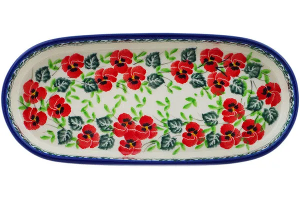 8" Tray - Delicate Red Flowers