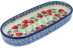 8" Tray - Delicate Red Flowers