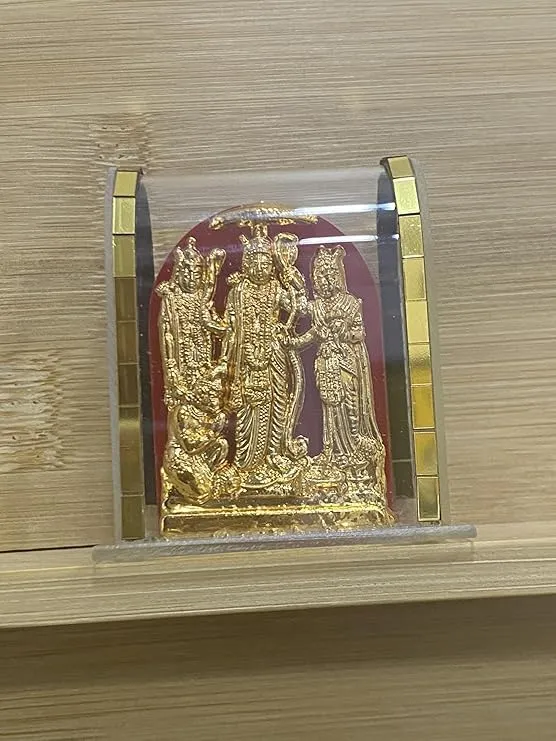 Acrylic Gold Plated Shree Ram Darbar Murti for Car Dashboard, Office Table, Home, Mandir Photo | Bhagwan Ram with Sita MATA Idol for Gift (Pack of 1)