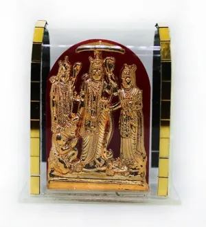 Acrylic Gold Plated Shree Ram Darbar Murti for Car Dashboard, Office Table, Home, Mandir Photo | Bhagwan Ram with Sita MATA Idol for Gift (Pack of 1)