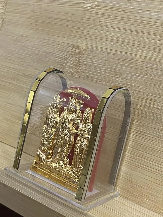Acrylic Gold Plated Shree Ram Darbar Murti for Car Dashboard, Office Table, Home, Mandir Photo | Bhagwan Ram with Sita MATA Idol for Gift (Pack of 1)