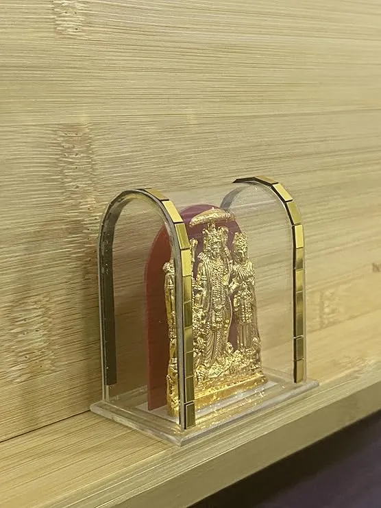 Acrylic Gold Plated Shree Ram Darbar Murti for Car Dashboard, Office Table, Home, Mandir Photo | Bhagwan Ram with Sita MATA Idol for Gift (Pack of 1)