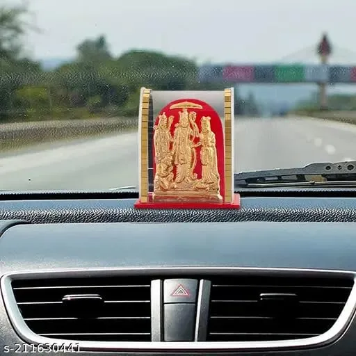 Acrylic Gold Plated Shree Ram Darbar Murti for Car Dashboard, Office Table, Home, Mandir Photo | Bhagwan Ram with Sita MATA Idol for Gift (Pack of 1)