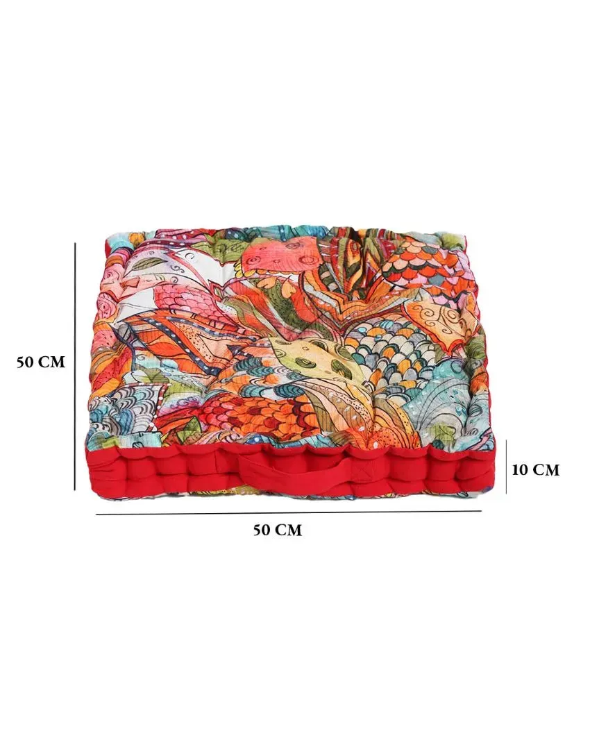 Aquatic Matlas Polycotton Floor Cushion | 20 X 20 inches
