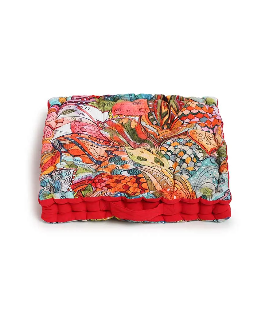 Aquatic Matlas Polycotton Floor Cushion | 20 X 20 inches