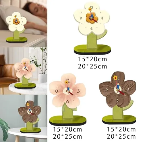 ATORSE Desktop Clock Ornament Modern Tabletop Clock for Living Room Desktop Bedroom White 20Cmx25Cm
