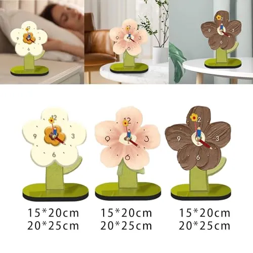 ATORSE Desktop Clock Ornament Modern Tabletop Clock for Living Room Desktop Bedroom White 20Cmx25Cm