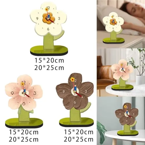 ATORSE Desktop Clock Ornament Modern Tabletop Clock for Living Room Desktop Bedroom White 20Cmx25Cm