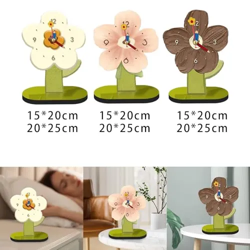 ATORSE Desktop Clock Ornament Modern Tabletop Clock for Living Room Desktop Bedroom White 20Cmx25Cm