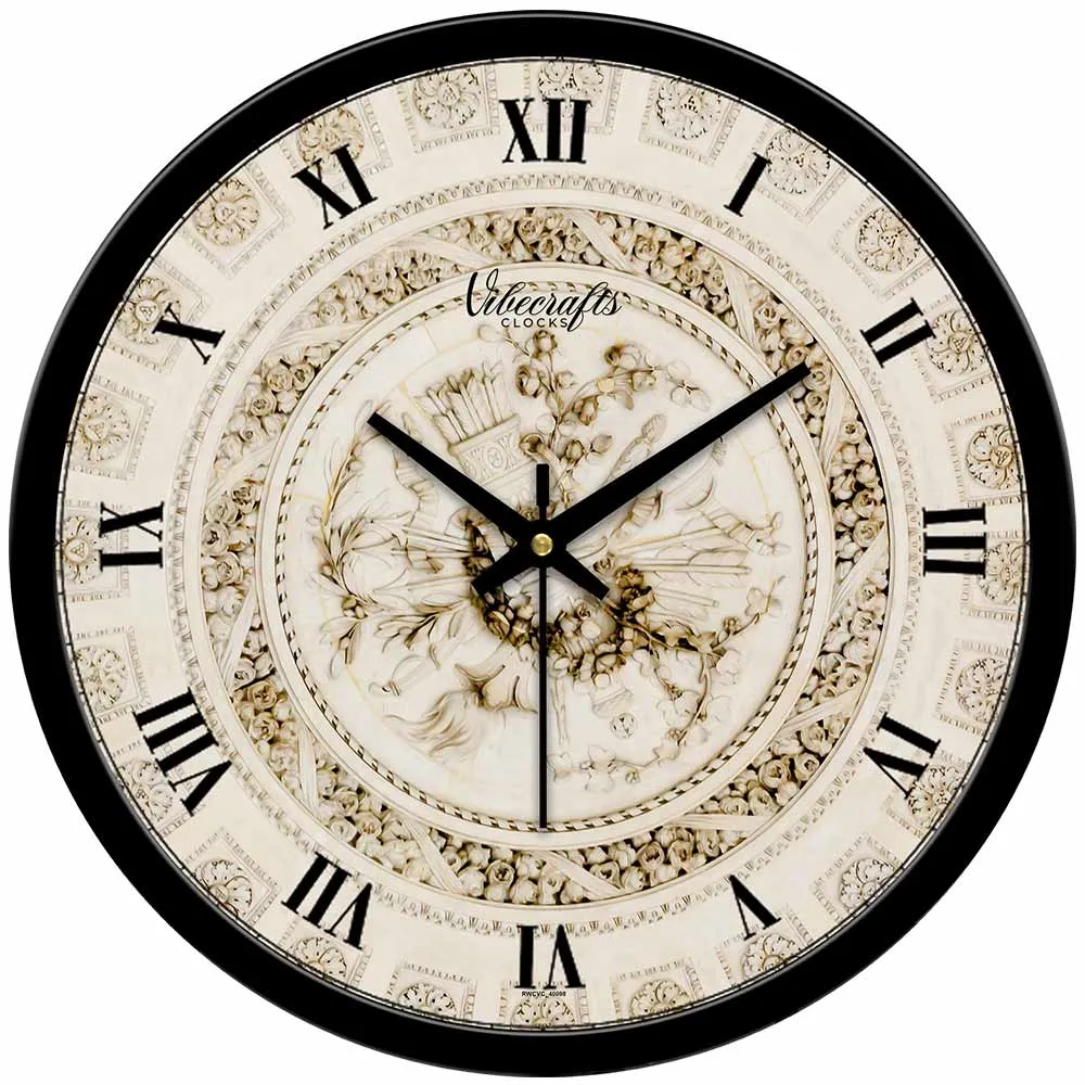 Beautiful Rose Flowers Print Wall Clock For Living Room
