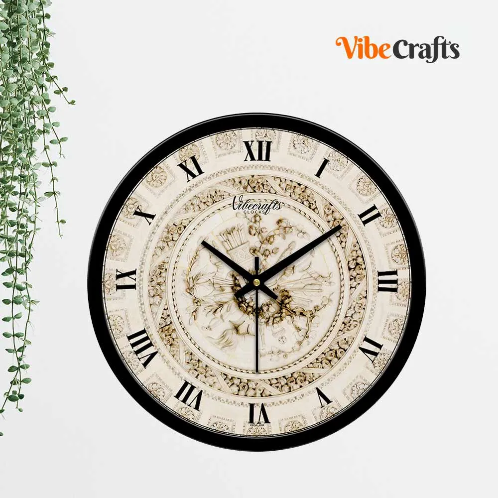 Beautiful Rose Flowers Print Wall Clock For Living Room