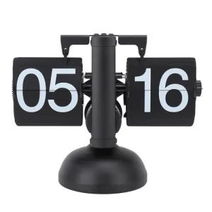 Bewinner Retro Digital Flip Down Clock, Mechanical Auto Flip Desk Clock Large Number, 24 Hours Vintage Table Clock for Home Office Christmas Decor (All Black)