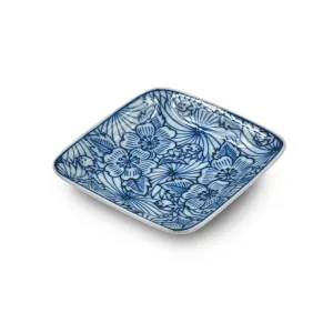 Blue Sakura Motif Soy Sauce Dish 3.5" x 3.5"