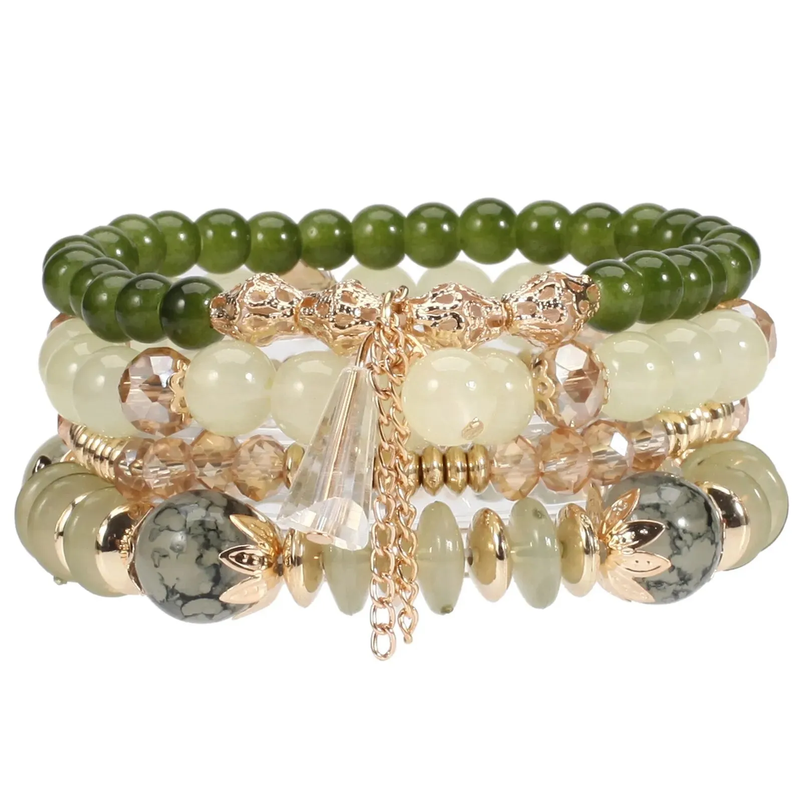 Bohemian Handmade Crystal Beaded Multi Colour Bracelet with Charm