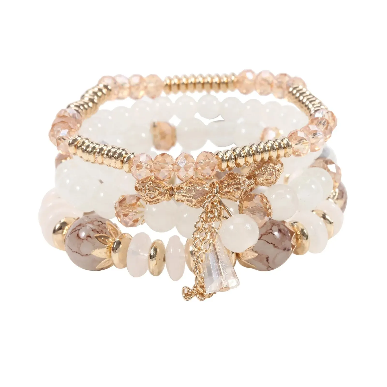 Bohemian Handmade Crystal Beaded Multi Colour Bracelet with Charm