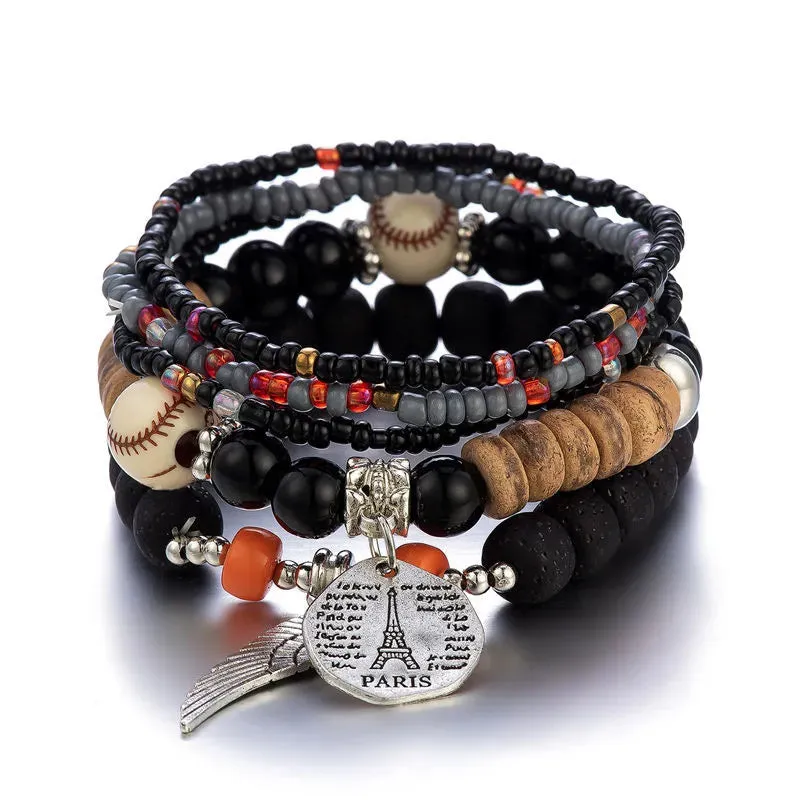 Bohemian Handmade Crystal Beaded Multi Colour Bracelet with Charm