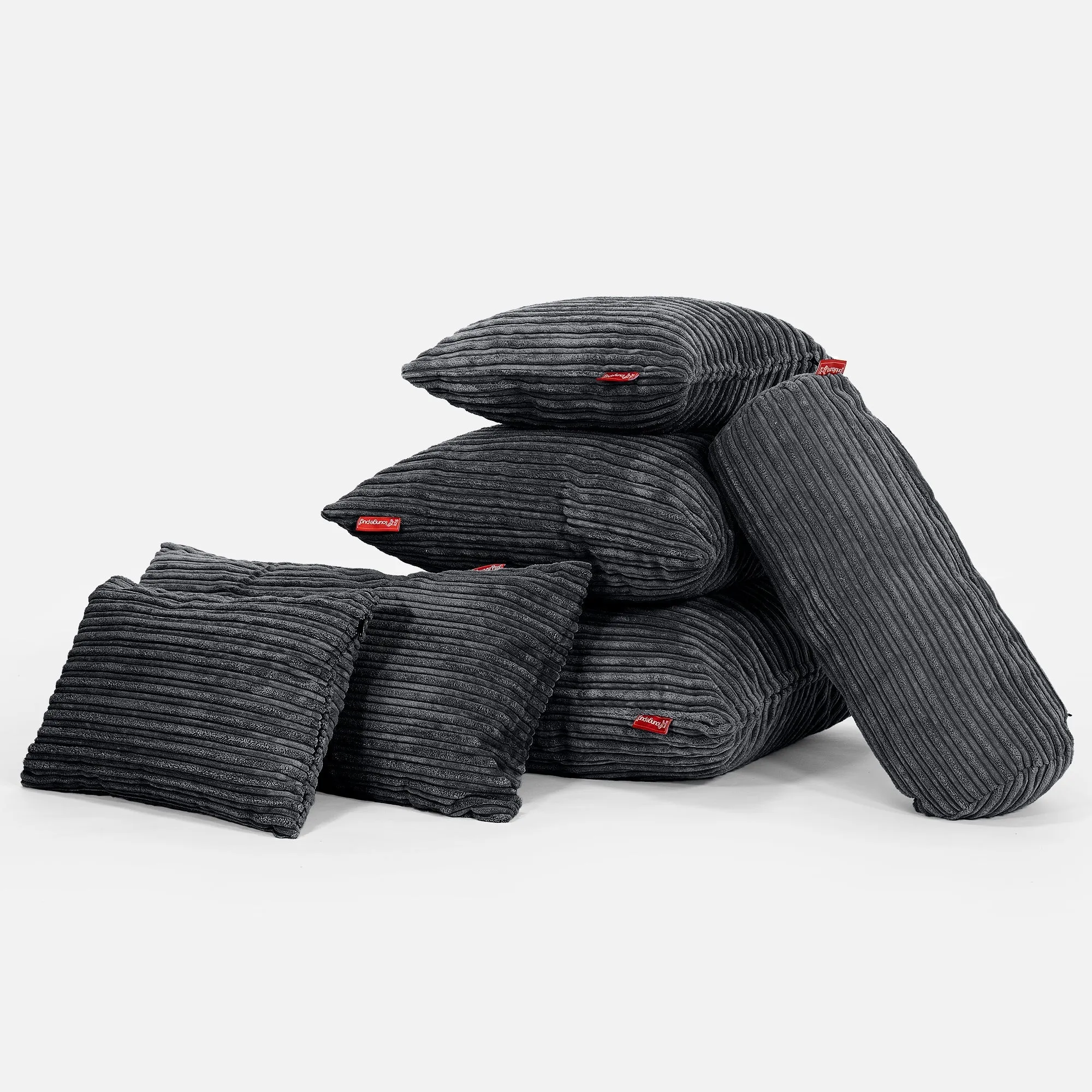 Bolster Scatter Cushion Cover 20 x 55cm - Cord Black
