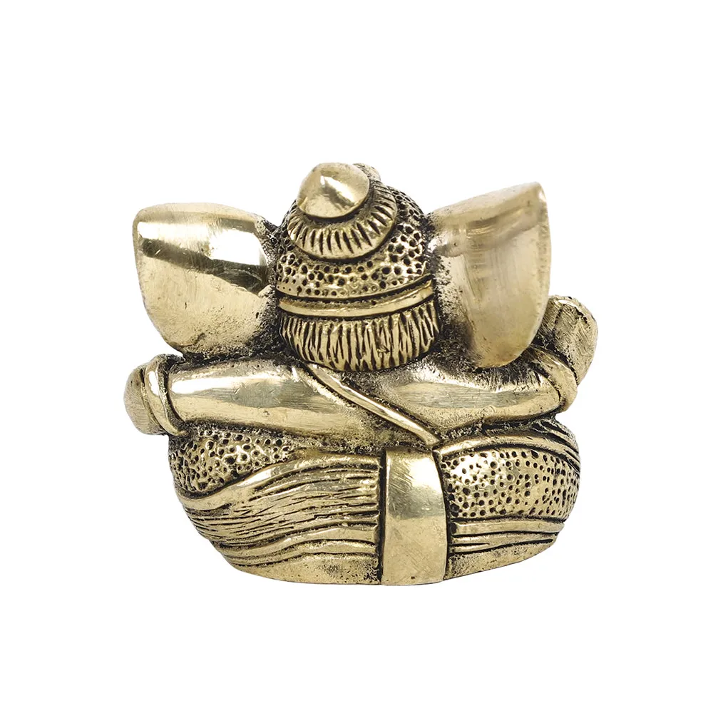 Brass Metal Handcrafted 2 Hands Lord Ganesha (1.5 x 3 in)