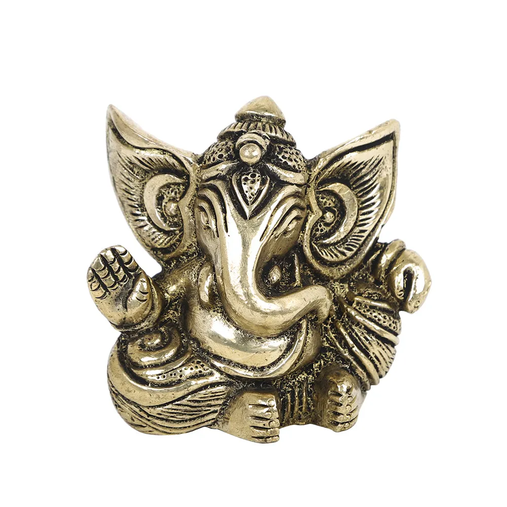 Brass Metal Handcrafted 2 Hands Lord Ganesha (1.5 x 3 in)