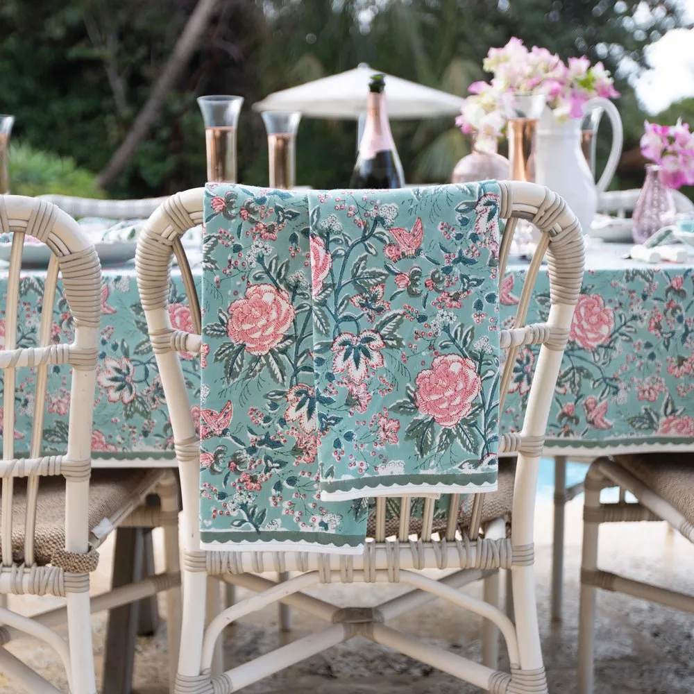 Butterfly Garden Aqua & Rose Tea Towels