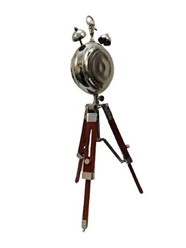C H Clock Handicraft Home Décor Solid Wooden Table Clock with Tripod Stand Round Shape Numeric Number Antique Design Table Clock for Office, Hotel, Hallway Dining & Living Room