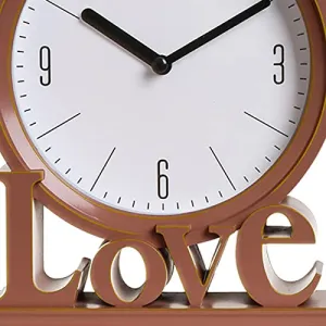 CALANDIS Decorative Love Word Desk Clock Non Ticking Ornament for Bedroom Easily Read Brown | 1 Table Clock