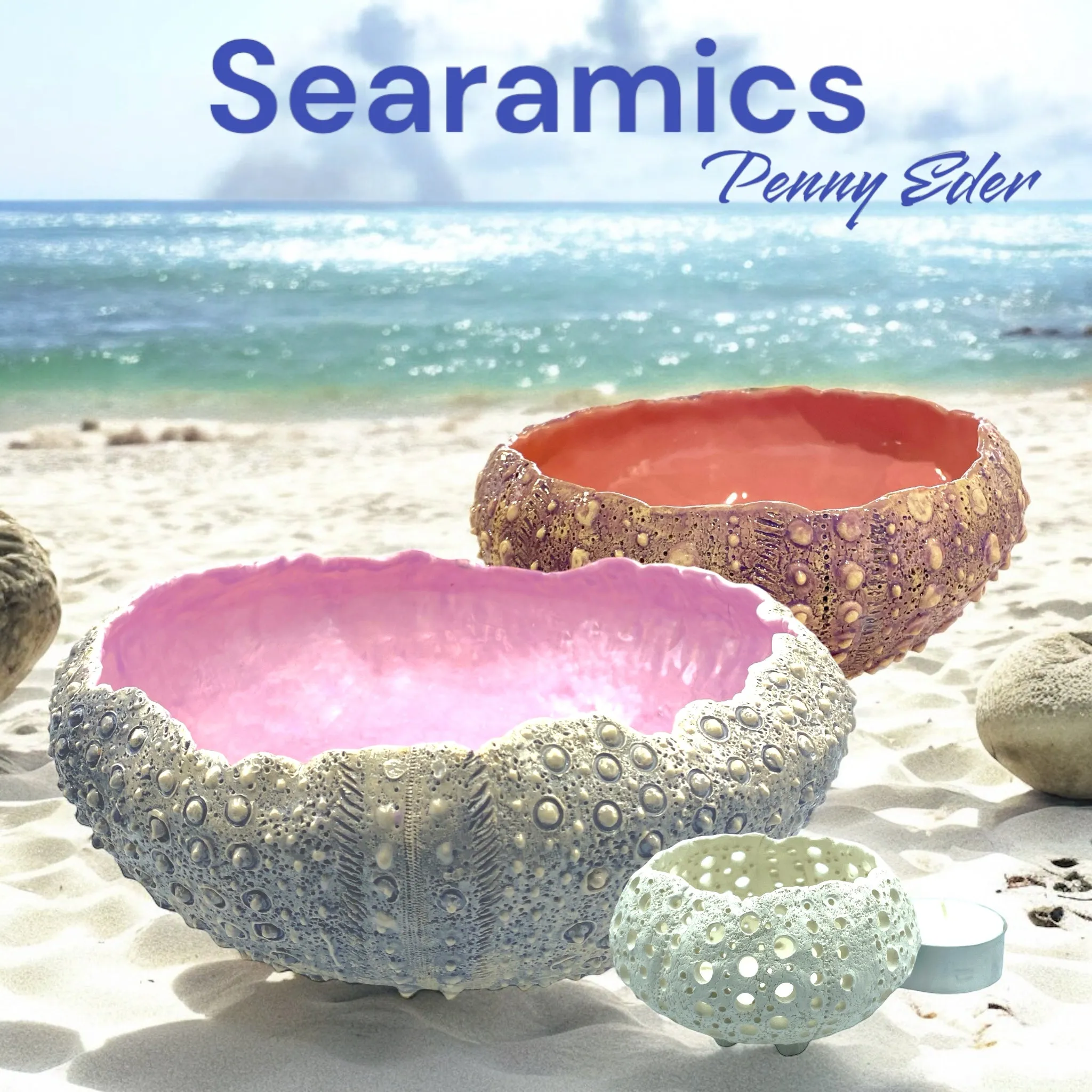 Ceramic Sea Urchin Wall Tiles, Bowls and Luminaries by Penny Eder