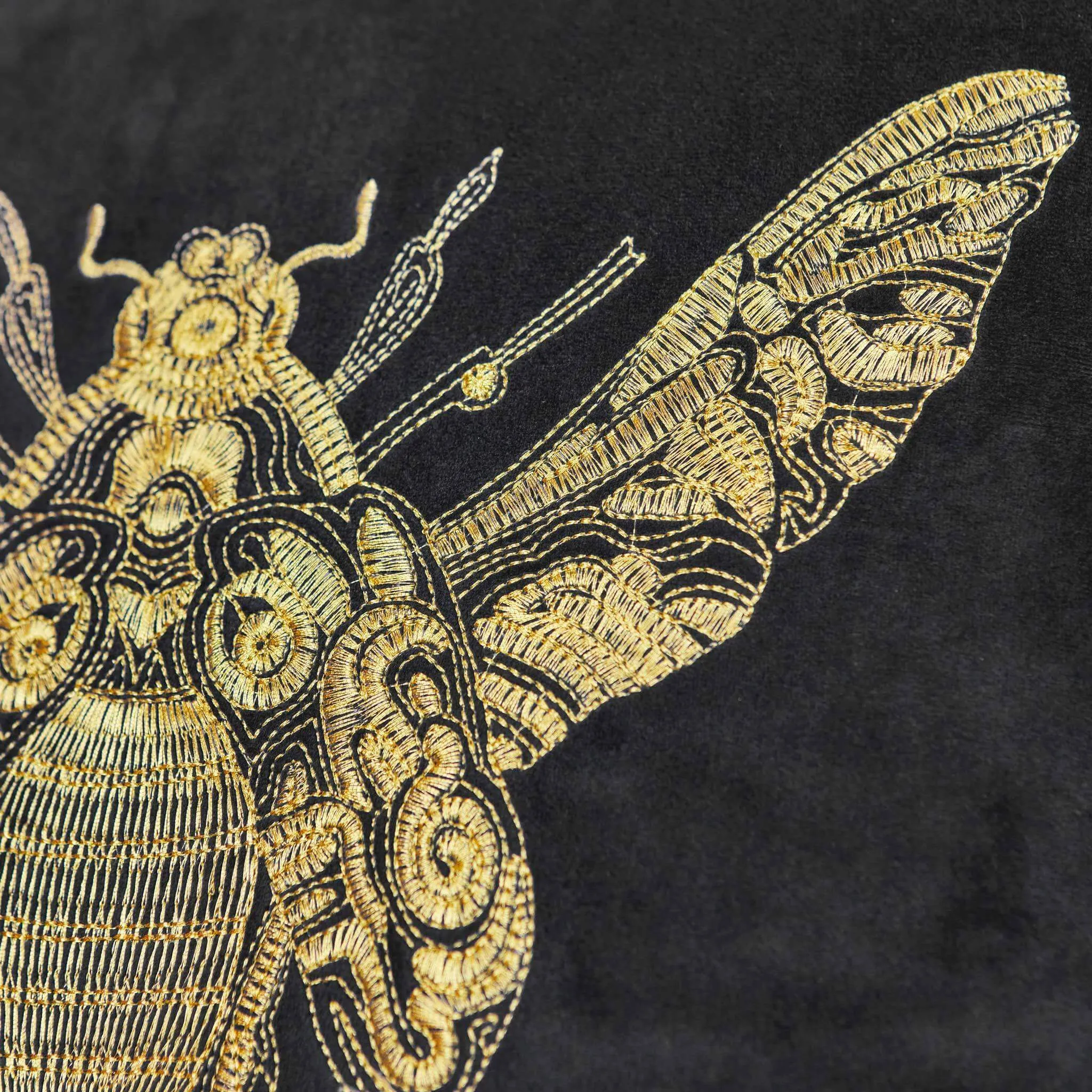 Cerana Black Velvet Bumble Bee Cushion