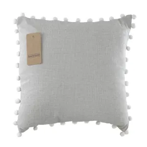 Chambray Pom Cushion - Grey (45cm)