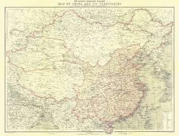 China and Its Territories (1912) Vintage Map by National Geographic