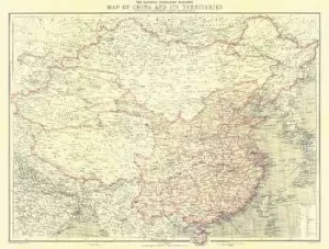 China and Its Territories (1912) Vintage Map by National Geographic