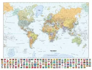 Classic Large World Wall Map with Flags by Globe Turner