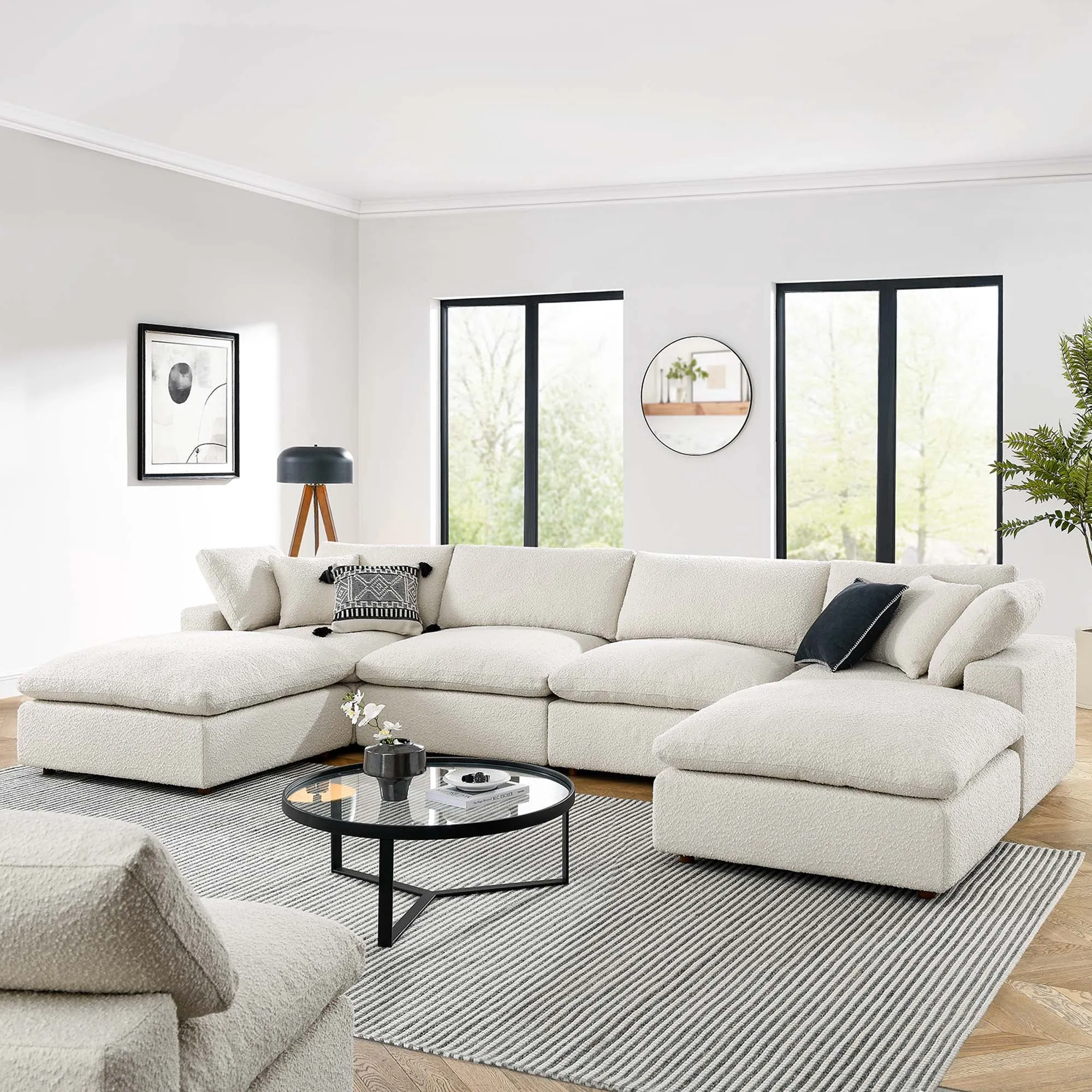 Commix Down Filled Overstuffed Boucle 6-Piece Sectional Sofa by Modway