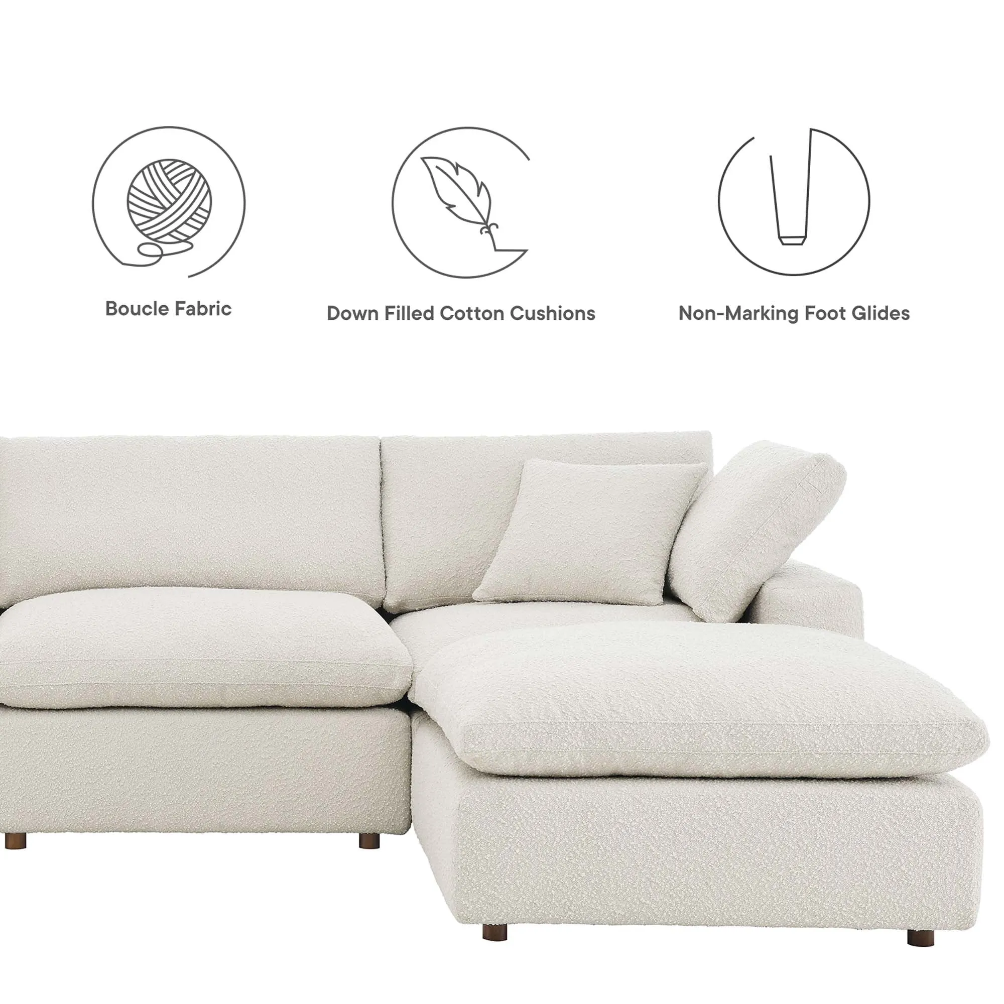 Commix Down Filled Overstuffed Boucle 6-Piece Sectional Sofa by Modway