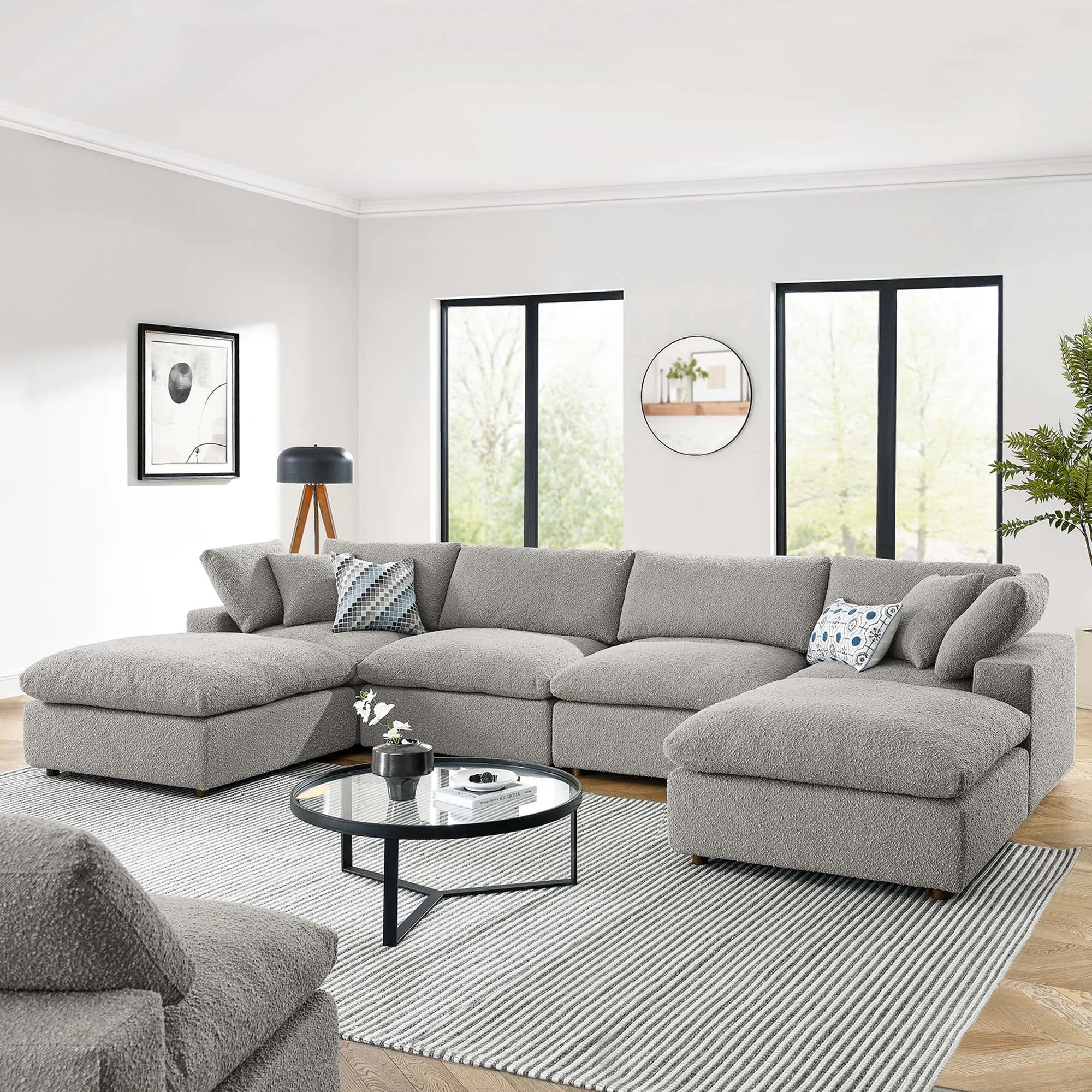 Commix Down Filled Overstuffed Boucle 6-Piece Sectional Sofa by Modway